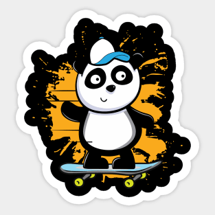 Skating Panda Sticker